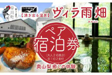 ヴィラ雨畑　ペア宿泊券（大人２名）※１泊２食付