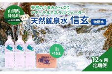 【12ヶ月定期便】天然鉱泉水「信玄」ナチュラルミネラルウォーター1L×15本入 [№5530-0171]