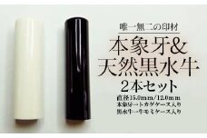 E413高級本象牙印鑑＆高級黒水牛２本セット（女性向け）