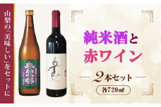 B9904峡南２町共通返礼品　日本酒純米酒（鷹座巣）・ワイン（楽園ワイン赤）セット