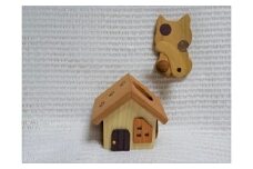 窓猫ハウスのハンコ立てと猫のマグネットフック　ペン立て 印鑑 判子 はんこ 無着色 木製 インテリア 手作り 猫 マグネット フック 可愛い かわいい お洒落 オシャレ おしゃれ