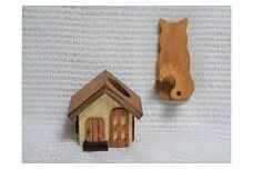 ハウスのハンコ立てと犬のマグネットフック　ペン立て はんこ 印鑑 判子 木製 無着色 インテリア マグネット フック 犬 可愛い かわいい オシャレ お洒落 おしゃれ