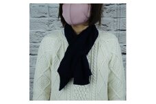 E1411国産カシミヤ糸使用国内生産カシミヤ１００％ショートマフラー（ネイビー）