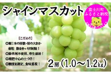 ☆この価格には理由がある☆＼農家のこだわりが詰まった／シャインマスカット 1.0~1.2ｋｇ (２房) 【2025年発送分】シャイン マスカット フルーツ 山梨県産 果物 くだもの ぶどう ブドウ 葡萄 種なし 種なし 産地直送 先行予約 富士川町
