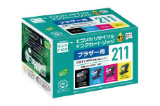 エコリカ【ブラザー用】 LC211-4PK互換リサイクルインク　4色パック（型番：ECI-BR211-4P） brother リサイクル インク 互換インク カートリッジ インクカートリッジ カラー オフィス用品 プリンター インク 山梨県 富士川町