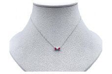 プラチナ  ルビーリボンペンダント  N408RB-P2　ネックレス ルビー ダイヤ ネックレス ジュエリー アクセサリー レディース ギフト 贈答 贈り物 プレゼント ケース付 ピンク 華奢 PT950　PT850 リボン