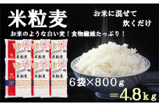 【はくばく】米粒麦 ６袋（１袋８００ｇ）　国産大麦 食物繊維 麦 むぎ むぎご飯 麦ごはん 麦ご飯 白い麦