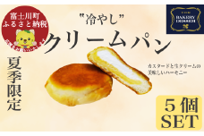冷やしクリームパン5個　クリームパン　お取り寄せスイーツ　ベーカリーデッセム　お取り寄せ　冷凍　カスタード　生クリーム　人気　とろける