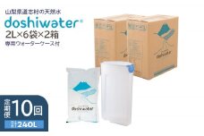 【定期便】【山梨　道志村の天然水】doshiwater (2L×6袋×2箱)　初回のみ専用ウォーターケース付【10回定期】 ふるさと納税 水 天然水 ミネラルウォーター 自然水 ペットボトル 定期便 山梨県 道志村 送料無料 DSF005