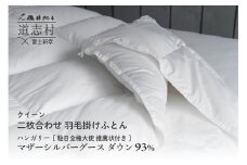 【富士新幸謹製】羽毛布団 二枚合わせ クイーン ハンガリーマザーシルバーグース ダウン93％※着日指定不可 ふるさと納税 寝具 ダウン 羽毛 ダウンケット かけ布団 掛け布団 ふとん 山梨県 道志村 送料無料 DSI045