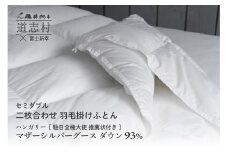 【富士新幸謹製】羽毛布団 二枚合わせ セミダブル ハンガリーマザーシルバーグース ダウン93％※着日指定不可 ふるさと納税 寝具 ダウン 羽毛 ダウンケット かけ布団 掛け布団 ふとん 山梨県 道志村 送料無料 DSI047