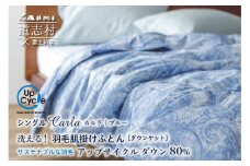 【富士新幸謹製】洗える！サステナブルなダウンケット(羽毛肌掛けふとん)［カルラ・ブルー］シングル ※着日指定不可 ふるさと納税 寝具 ダウン 羽毛 ダウンケット かけ布団 掛け布団 ふとん 山梨県 道志村 送料無料 DSI004
