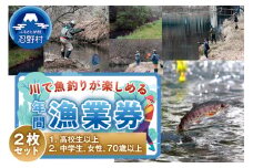 漁業券　大人（高校生以上）と（中学生、女性、70歳以上）の年間券　2枚セット