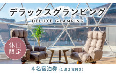 《休日限定》デラックスグランピング4名1棟宿泊券(1泊2食、無料ドリンク付き) ［金土曜・祝日・祝前日・連休］  ビジョングランピングリゾート山中湖 YAG006
