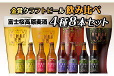富士桜高原麦酒（4種8本セット）金賞クラフトビール飲み比べ ふるさと納税 金賞 クラフトビール 飲み比べ 瓶 お酒 ドイツ 山梨県 鳴沢村 送料無料 NSAH002