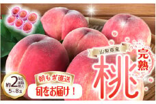 【2025年発送分】朝もぎ直送!『山梨県産　桃』約5～8玉 約2kg規格箱入り【高機能共選機使用】選び抜かれた桃《 もも 》　山梨県産 モモ/ フルーツ 果物 くだもの 人気 産地直送/厳選  贈答 贈り物【tab0182】