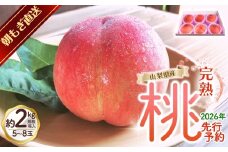 【来年2026年出荷分 先行予約】朝もぎ直送!『山梨県産　桃』約5～8玉 約2kg規格箱入り【高機能共選機使用】選び抜かれた桃《 もも 》　山梨県産 モモ/ フルーツ 果物 くだもの 人気 産地直送/厳選  贈答 贈り物【tab0182-2026】