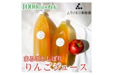 ムクノモリ果樹園まるごとしぼり　りんごジュース【1000ml×6本セット】林檎 フルーツジュース 無添加※着日指定不可 [№5312-0138]