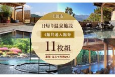旅行 長野 温泉施設 4館共通 入館券 11枚組 家族・友人で利用しやすい 上田市内 日帰り 温泉 施設利用券 利用券 トラベル チケット 旅行券 長野県[№5312-0255]