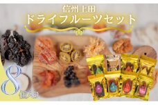 信州上田 ドライフルーツ 大 8個入り セット 詰め合わせ 国産 フルーツ 果物 お菓子 おやつ 無添加 食品添加物不使用 加工食品 食べ比べ 長野 信州 [№5312-0257]