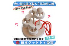 木のおもちゃ/立体知恵の輪（4段）日本グッド・トイ選定玩具 頭の体操 脳トレ ゲーム 木製 型はめ パズル  知育玩具 日本製 リハビリ [№5312-0101]