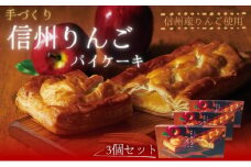 手づくり 信州りんごパイケーキ 1本入 3個セット　アップルパイ おかし お菓子 焼菓子 スイーツ 洋菓子 りんご 長野県 上田市[№5312-0732]