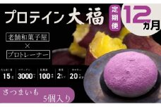 【定期便】プロテイン大福 12ヶ月連続でお届け！「さつまいも」5個入　スイーツ 和菓子 たんぱく質 筋トレ トレーニング 別所温泉 長野 [№5312-0774]