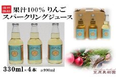 100％スパークリングアップルジュース　3本入り（330ml×3本）／ 笠原果樹園 瓶 詰め 長野県産 産地直送 ギフト りんご リンゴ 林檎 アップル ジュース 信州 長野県 諏訪 諏訪市 【80-02】