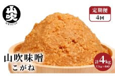 【固定月 定期便】山吹味噌　こがね　4kg （1kg×年4回分） [№5915-0936]