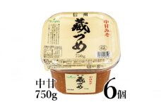 味噌 信州蔵づめみそ中甘750g6個 みそ お味噌 米味噌 信州味噌 信州 長野県 小諸市[№5915-1384]