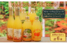りんごジュース3種セット（ストレートりんごジュース、りんご100％スパークリングジュース、白樺＆りんごジュース）各250ml×2本ずつ 計6本 信州産 ストレート 炭酸飲料 ノンアルコール[№5915-1425]