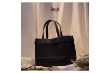 【4色展開】ラッフルトート（L）革小物　ハンドメイド　手縫い　一点物　カバン　トートバッグ　レザートート　スナッグルレザー　青緑 [№5915-7159]1501