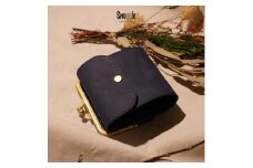 【4色展開】がま口ミドルウォレット　革小物　ハンドメイド　手縫い　一点物　財布　スナッグルレザー　青緑 [№5915-7163]1502