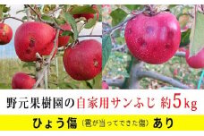 御牧ヶ原産　野元果樹園　自家用サンふじ（ひょう害キズ）約5kg [№5915-0381]