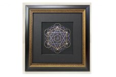 №4額入絵・フラワーオブライフ（神聖幾何学）二重星青 [№5915-0750]