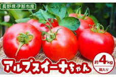 アルプスイーナちゃん トマト（4キロ箱入り）｜伊那市 収穫 美味しい トマト 甘さ 酸味 バランス 濃厚 味 おいしい 空気 ふるさと納税【010-07】
