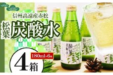 信州高遠産赤松:松葉炭酸水180ml×6本4箱 | 長野県 伊那市 松葉健康法 松葉 高遠 高遠里山の風 里山 再生 保全 松 松葉 炭酸 森林浴 信州 長野県産 【036-08】