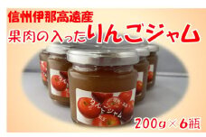 【011-54】信州高遠町産　果肉の入ったりんごジャム　200ｇ×６瓶セット
