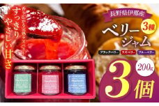 ジャム ベリー 信州 伊那産 ベリージャム 200g 3種 （ ラズベリー ・ ブラックベリー ・ ブルーベリー ）| フルーツ ジャム ラズベリー ブラックベリー ブルーベリー 完熟 つみたて 加工品 長野県 伊那市【011-89】