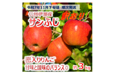 【009-47】信州のサンふじ　訳あり　3キロ！（りんご・リンゴ・林檎）