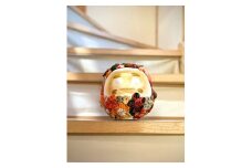 【022-15】つまみ細工風　華だるま（着物などの古布クラフト　デコレーションだるま　体高13センチ）