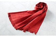 「伝統的工芸品」伊那紬（スカーフ）エンジ①[№5659-7101]