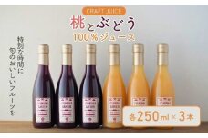 「桃とぶどう」100％ジュースセット（各250ml×3本）[№5659-1149]