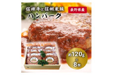 信州牛と信州米豚　ハンバーグ(約120g×8枚)【1291109】