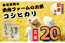 【先行予約】<令和７年産> 奥信濃飯山～木内ファームのお米～ コシヒカリ 玄米 20㎏ (7-30A)