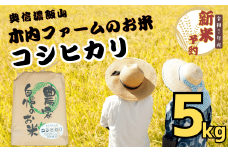 【先行予約】<令和７年産> 奥信濃飯山～木内ファームのお米～ コシヒカリ 精米 5㎏ (7-8A)