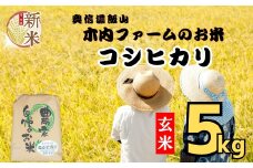 【先行予約】<令和７年産> コシヒカリ 玄米 5㎏  ＜2025年9月中旬より発送＞ 奥信濃飯山～木内ファームのお米～ (7-10B)