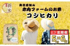 【先行予約】【定期便5kg×6回】<令和７年産 新米> ＜2025年10月より発送＞ 奥信濃飯山～木内ファームのお米～ コシヒカリ 精米 5kg×6回 (7-15B)