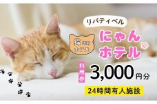 【長野県飯山市】にゃんほてる（猫専用ペットホテル） リベティベル 利用券3,000円分（T-17）