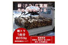 未乾燥＜茅野市・諏訪市エリア配達＞ナラ薪約350kg・長35-40cm　長野県八ヶ岳産【1442631】